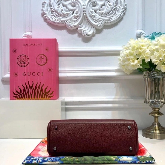 First bag ru Gucci top leather handle small bag Zumi grainy 0807